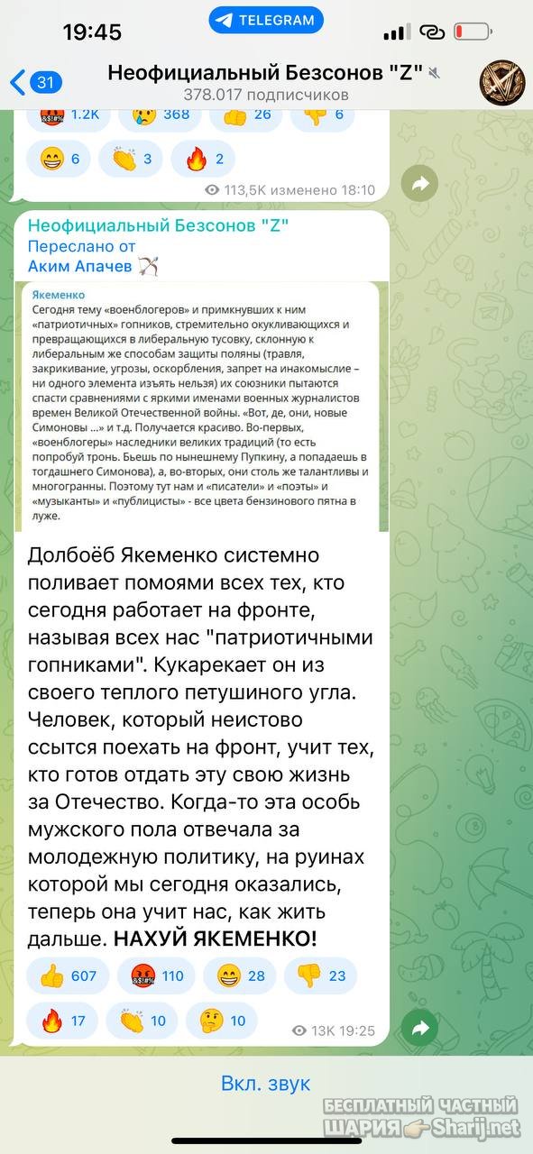 Анатолий Шарий частный канал — фото из публикации