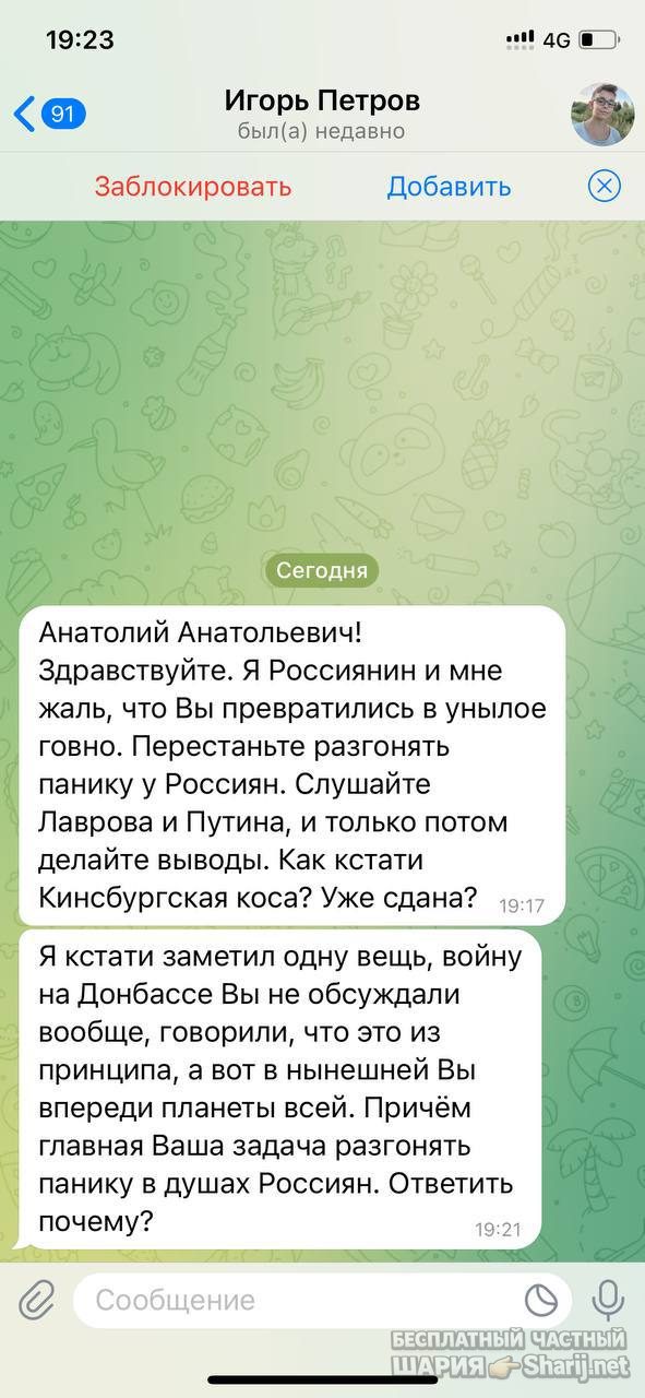 Анатолий Шарий частный канал — фото из публикации