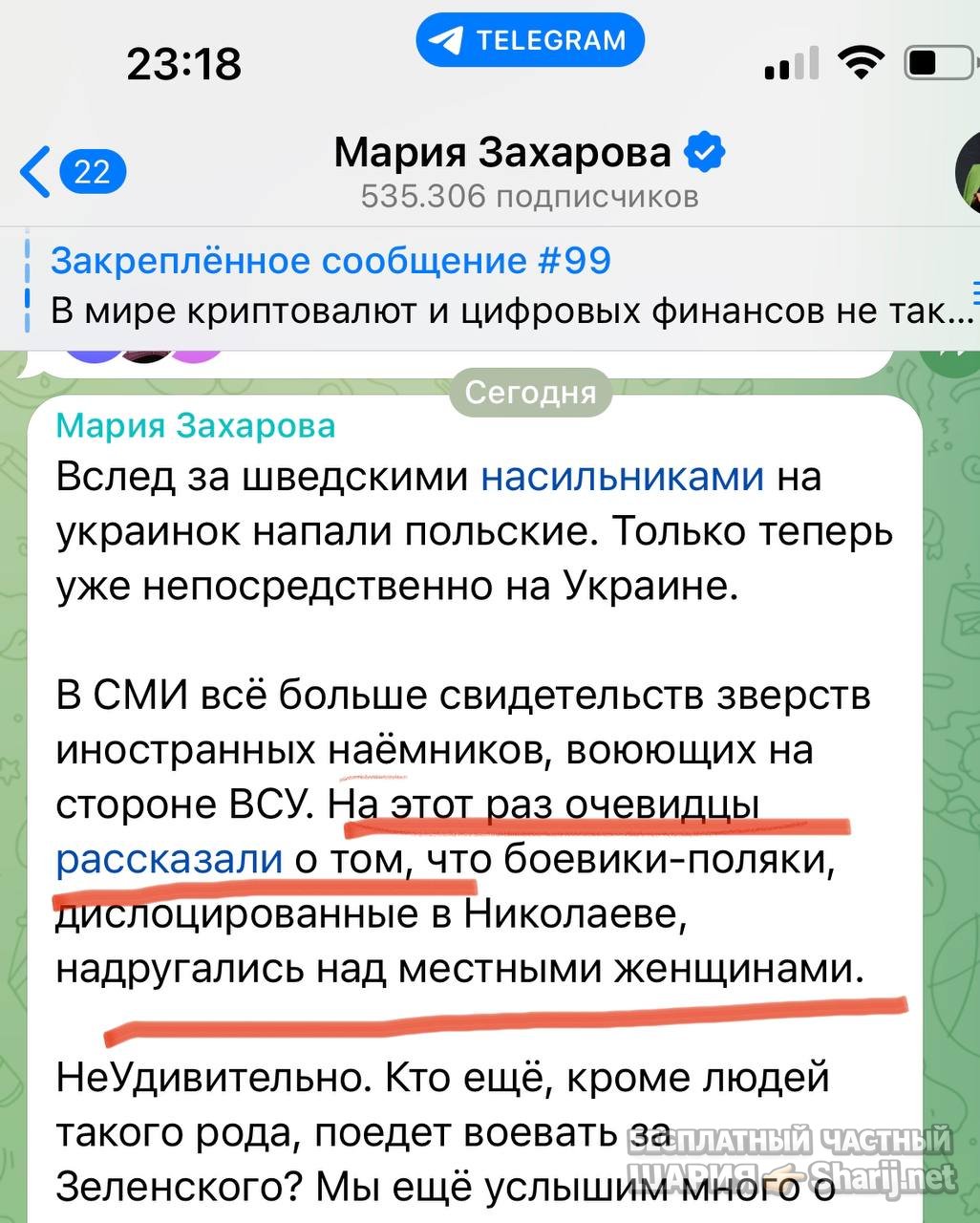 Анатолий Шарий частный канал — фото из публикации