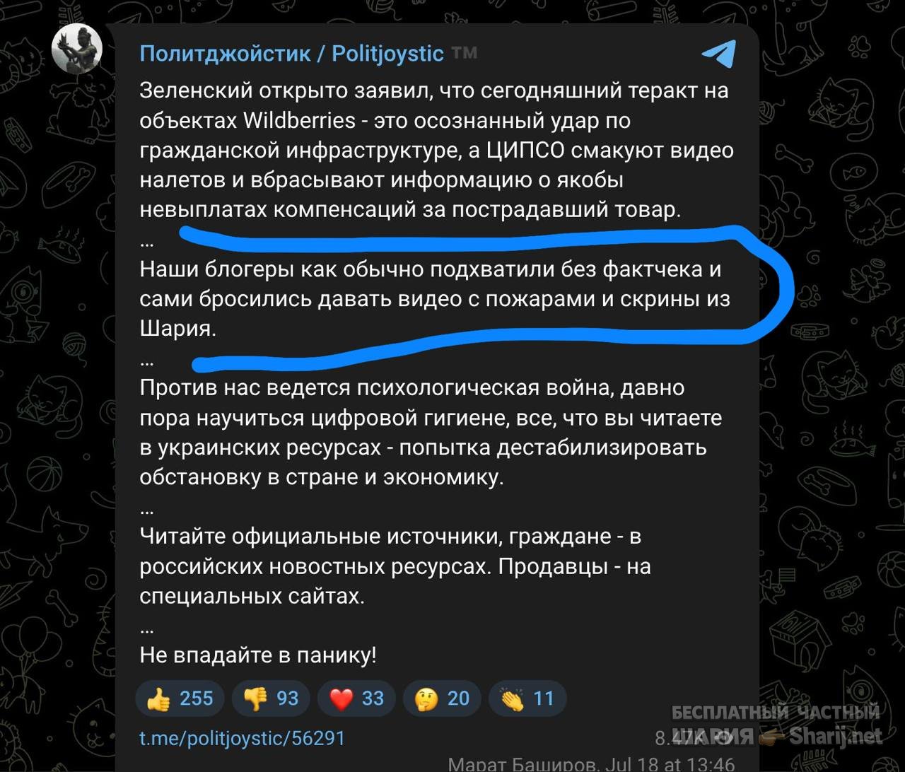 Анатолий Шарий частный канал — фото из публикации