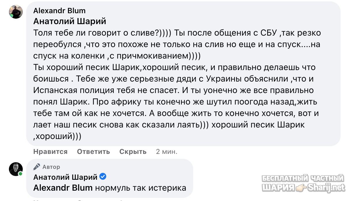 Анатолий Шарий частный канал — фото из публикации