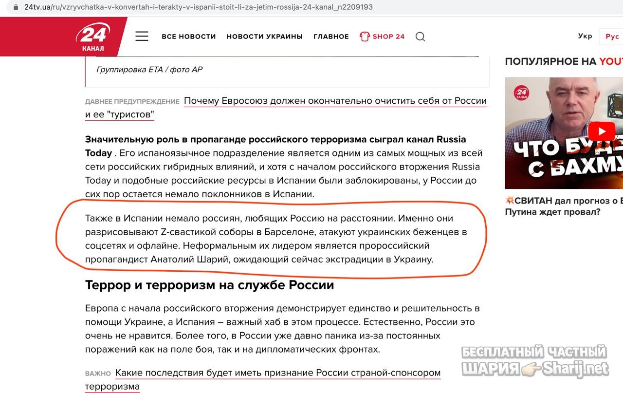 Анатолий Шарий частный канал — фото из публикации