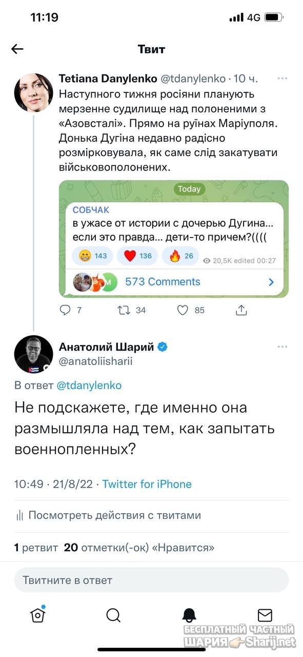Анатолий Шарий частный канал — фото из публикации