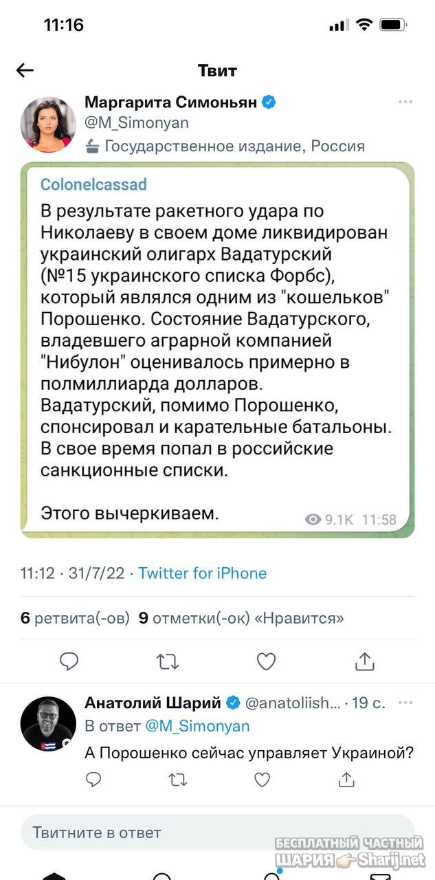 Анатолий Шарий частный канал — фото из публикации