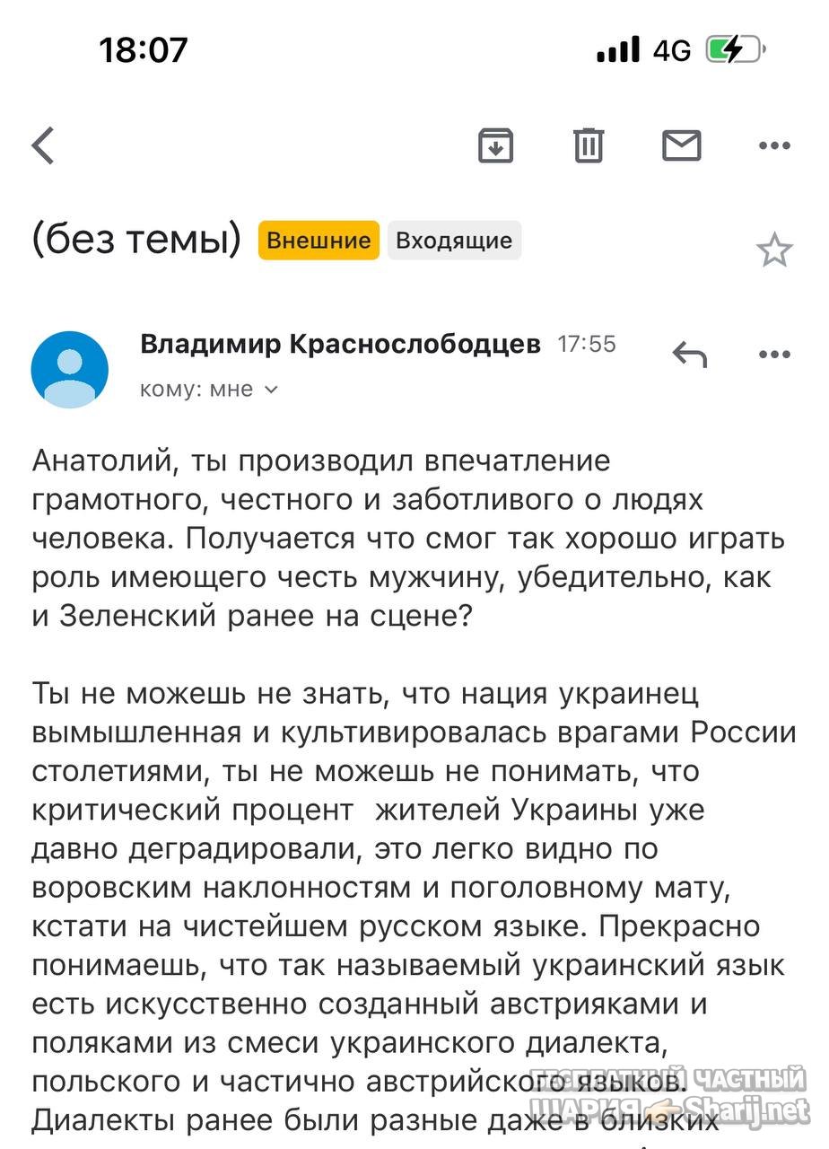 Анатолий Шарий частный канал — фото из публикации