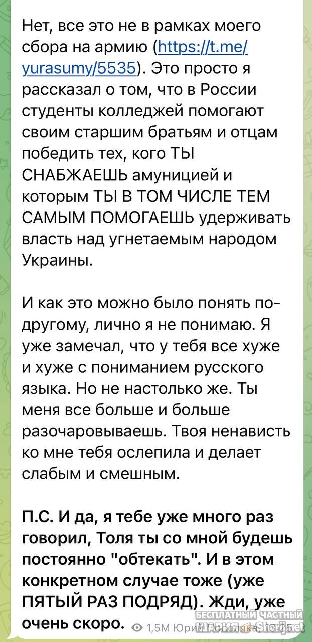 Анатолий Шарий частный канал — фото из публикации