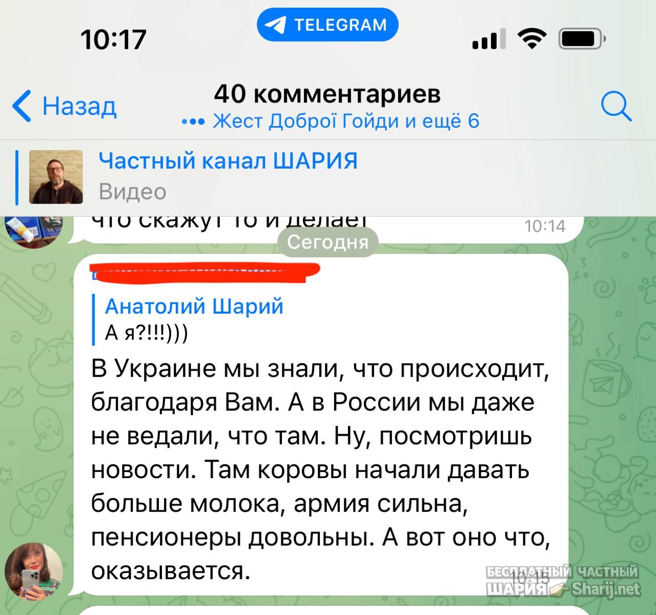 Анатолий Шарий Telegram канал — фото из публикации