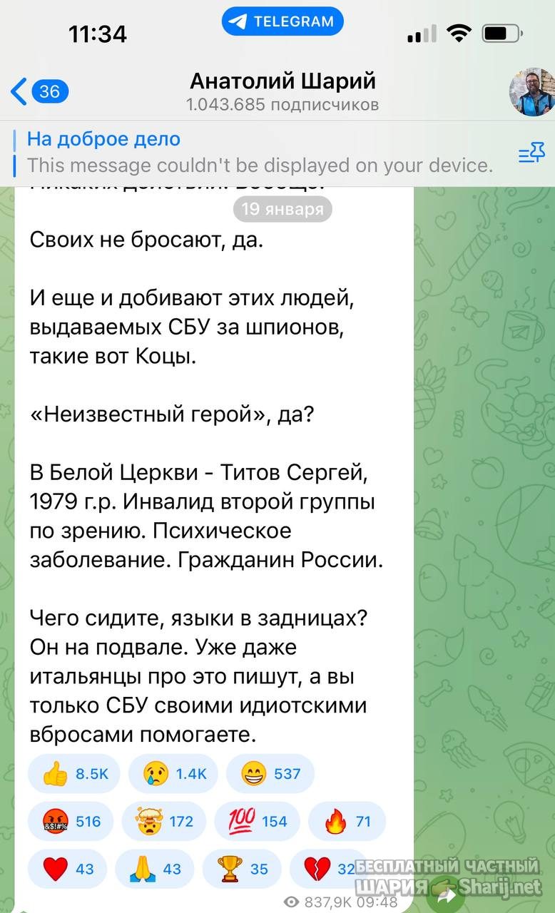 Анатолий Шарий Telegram канал — фото из публикации