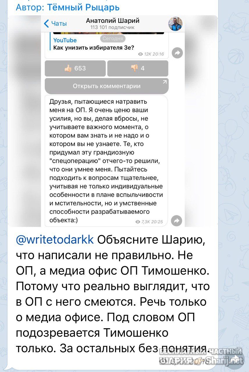 Анатолий Шарий Telegram канал — фото из публикации