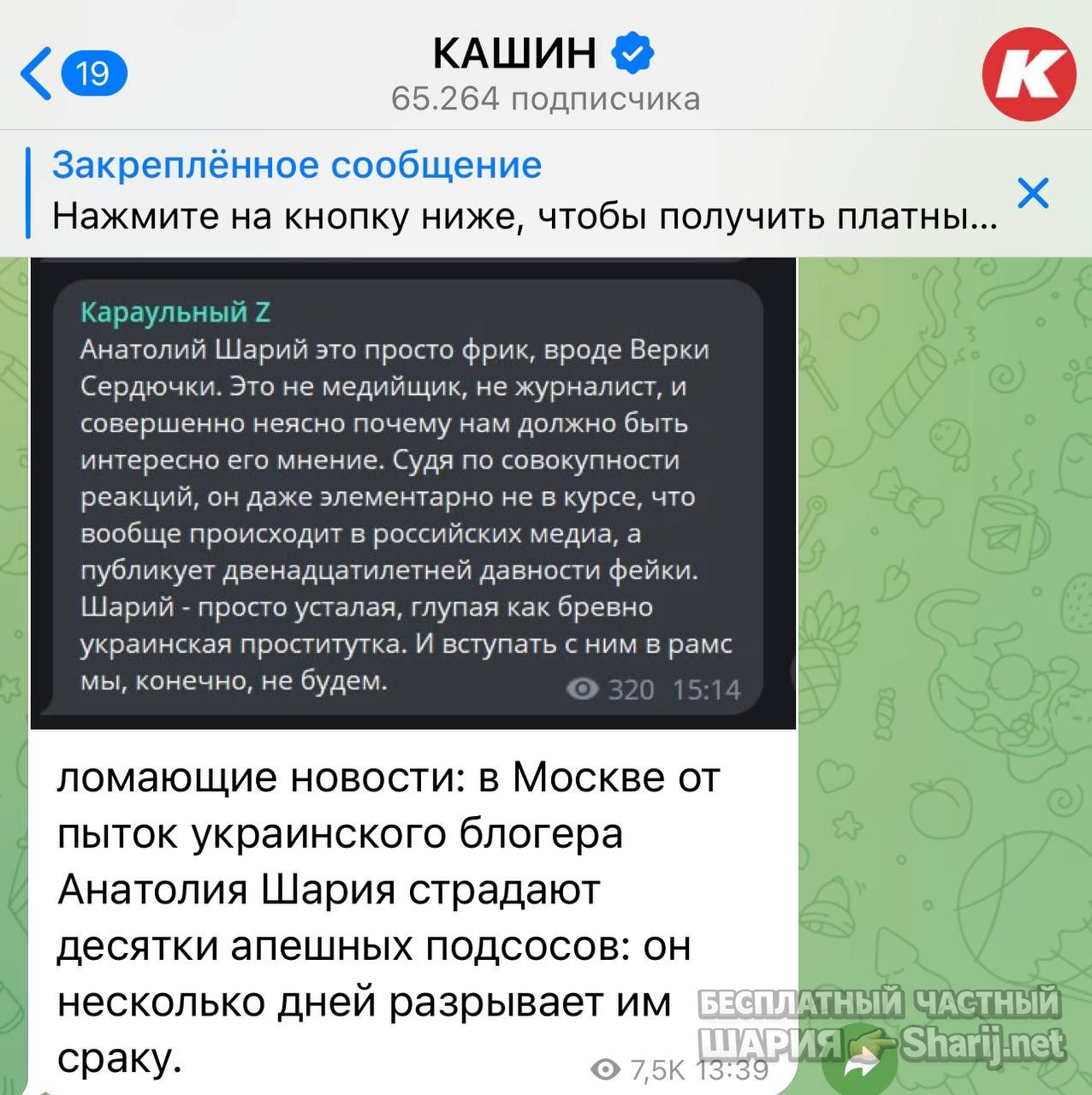 Анатолий Шарий Telegram канал — фото из публикации