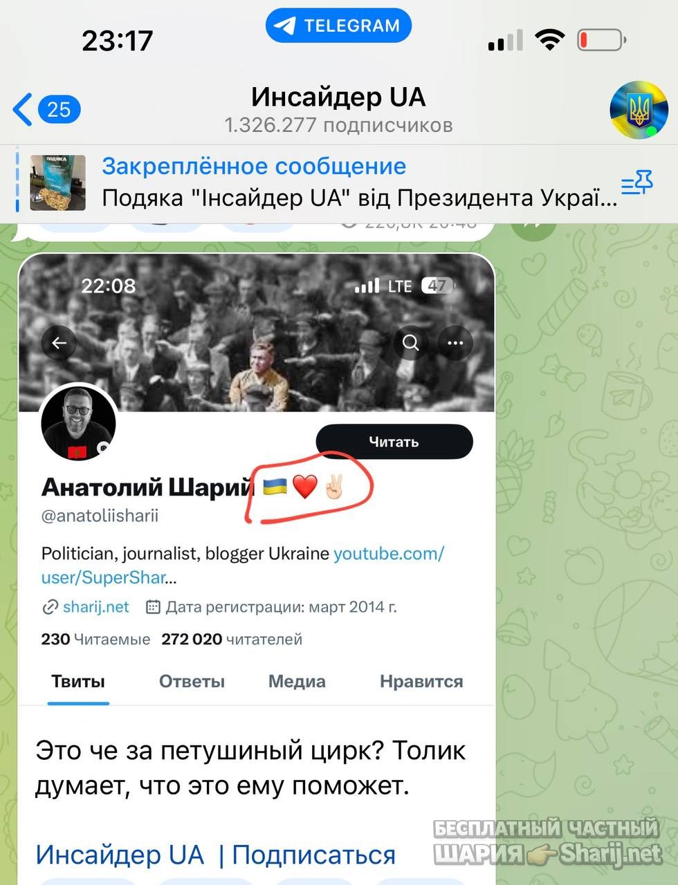 Анатолий Шарий Telegram канал — фото из публикации