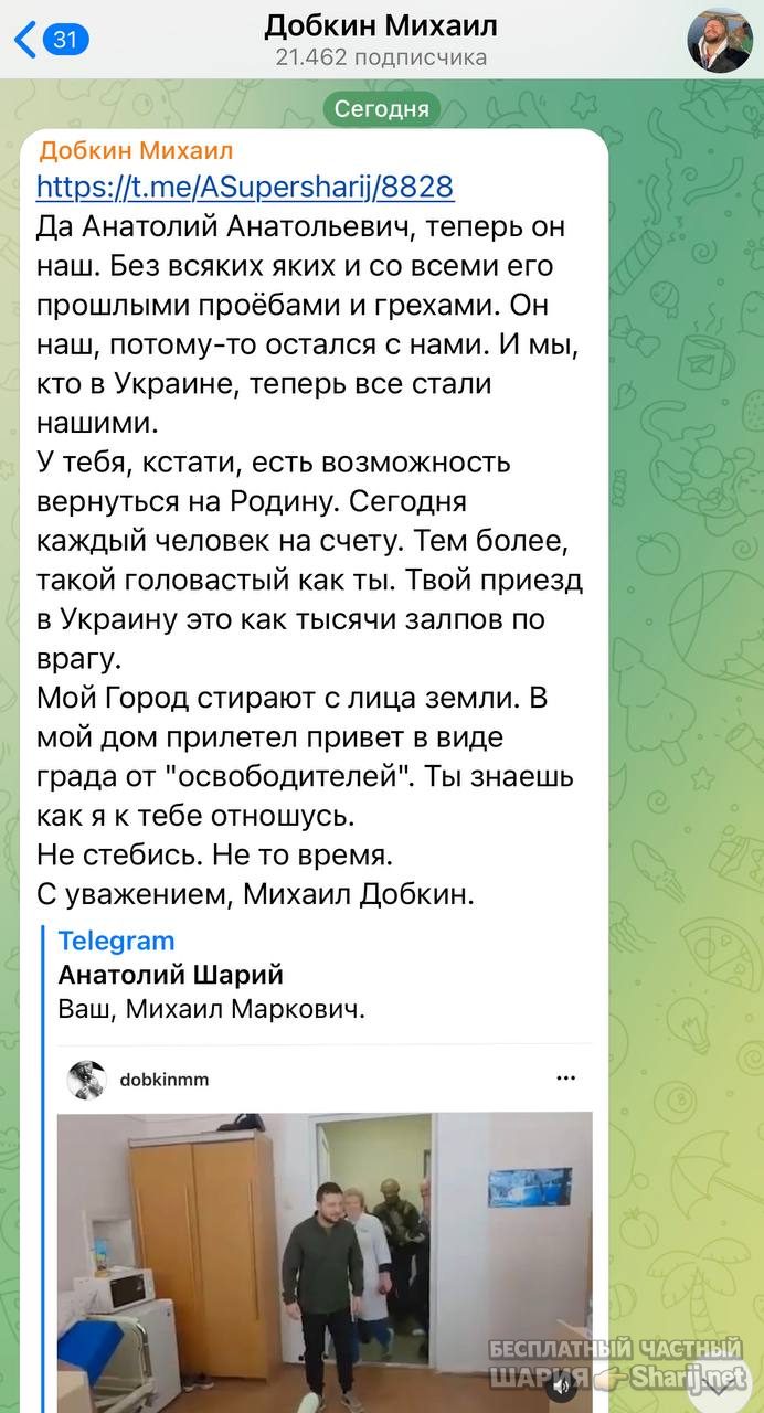 Анатолий Шарий Telegram канал — фото из публикации