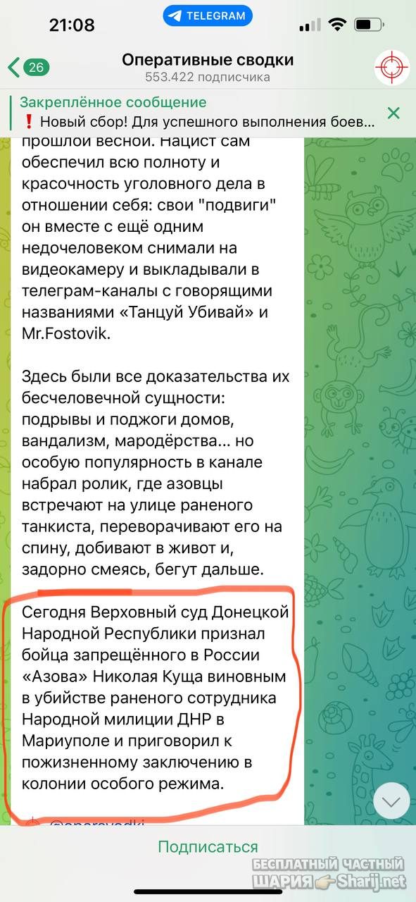 Анатолий Шарий Telegram канал — фото из публикации