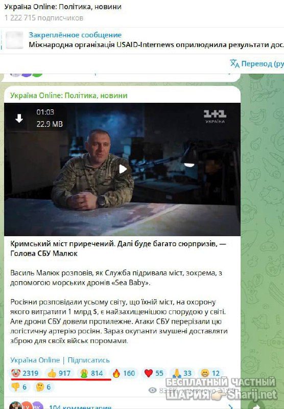 Анатолий Шарий Telegram канал — фото из публикации