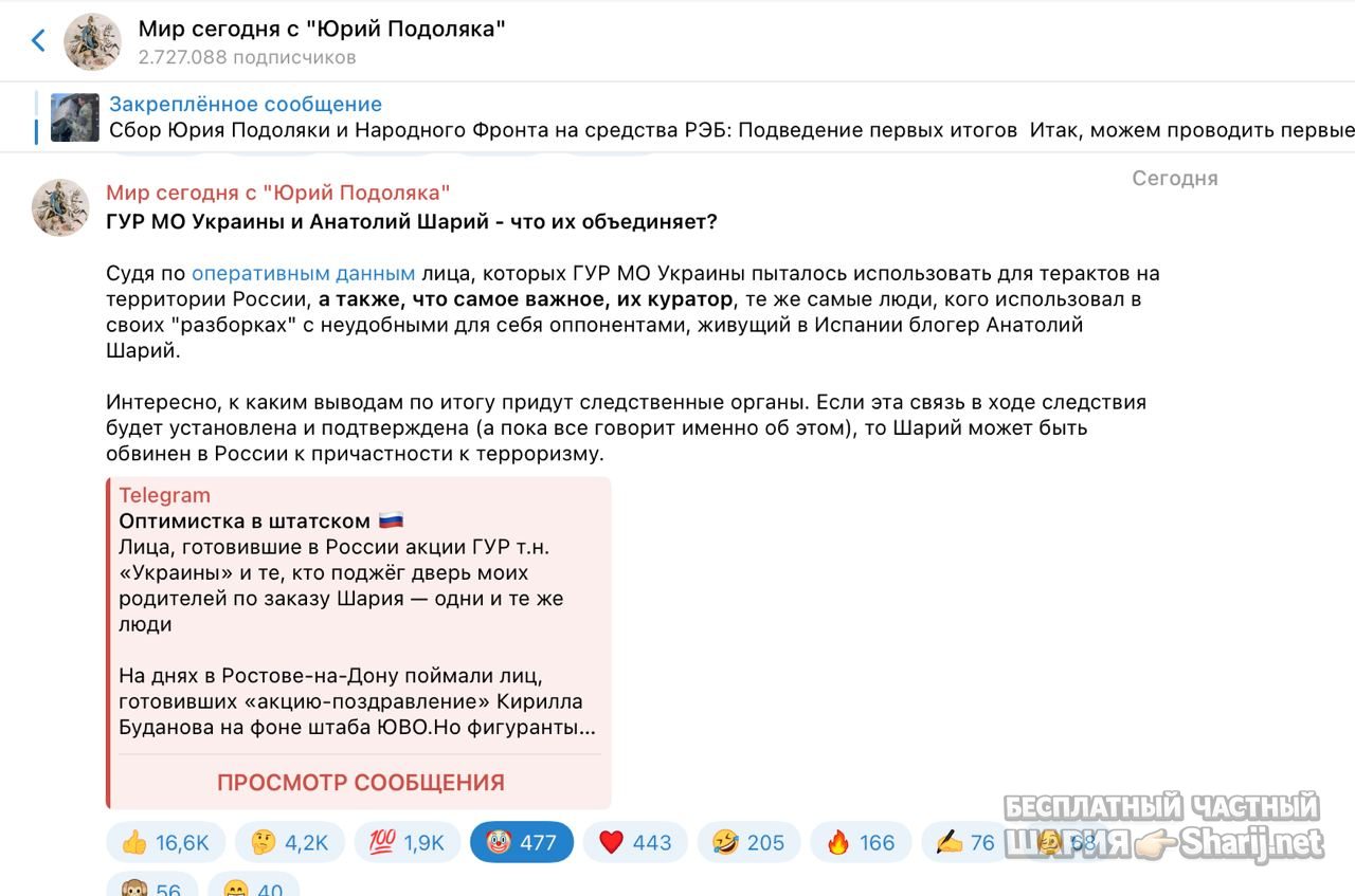 Анатолий Шарий Telegram канал — фото из публикации