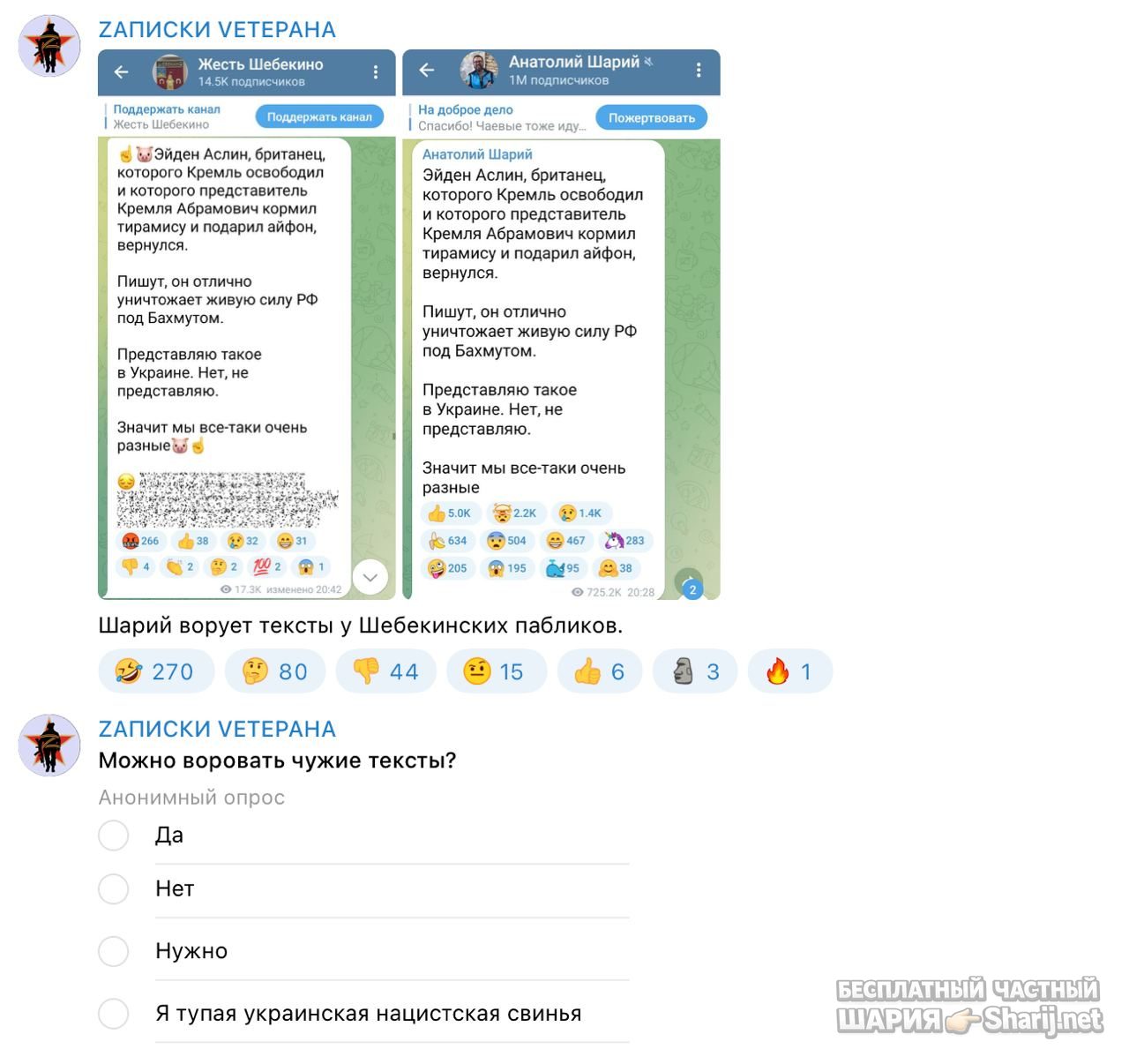 Анатолий Шарий Telegram канал — фото из публикации
