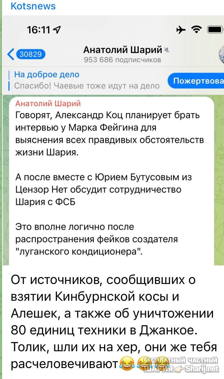 Анатолий Шарий Telegram канал — фото из публикации