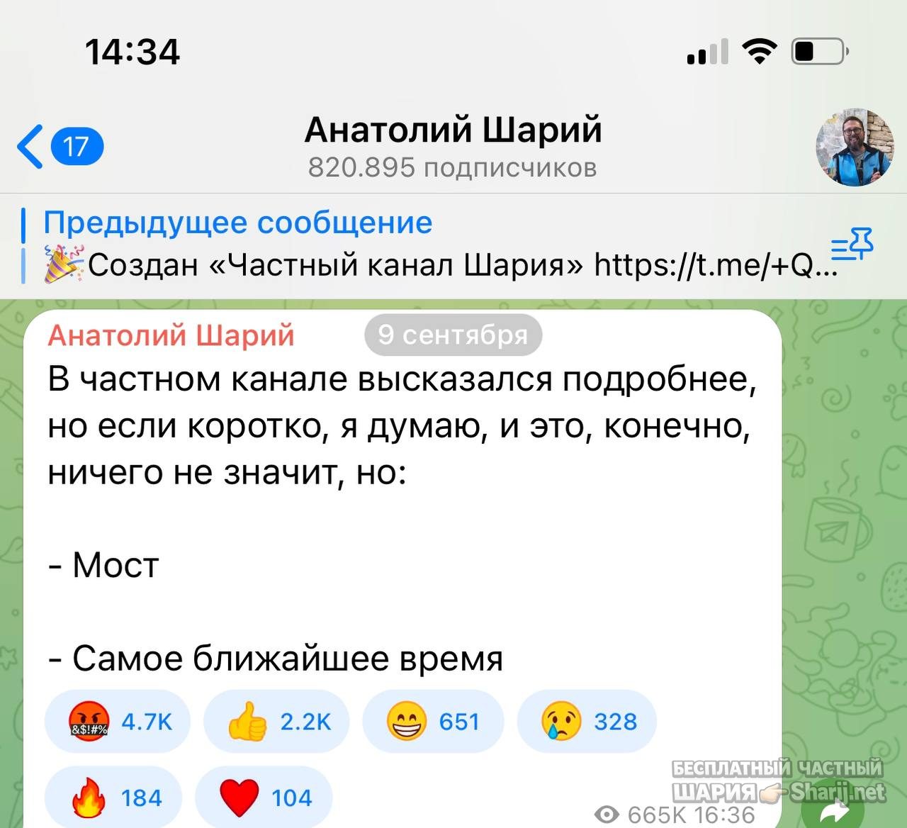 Анатолий Шарий Telegram канал — фото из публикации