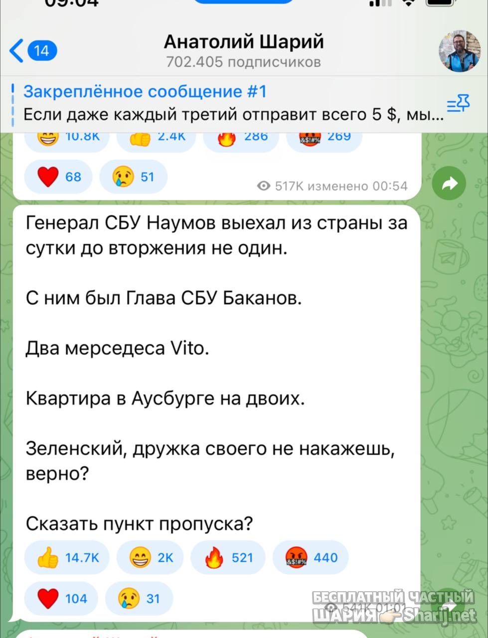 Анатолий Шарий Telegram канал — фото из публикации