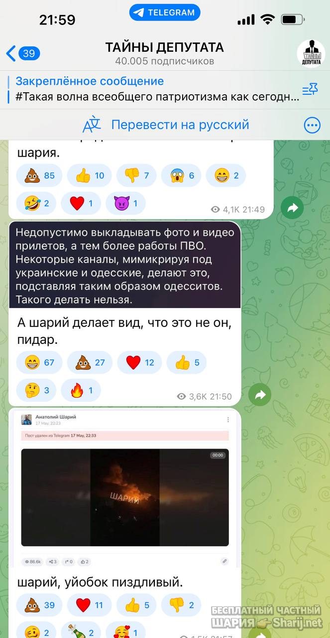 Анатолий Шарий Telegram канал — фото из публикации