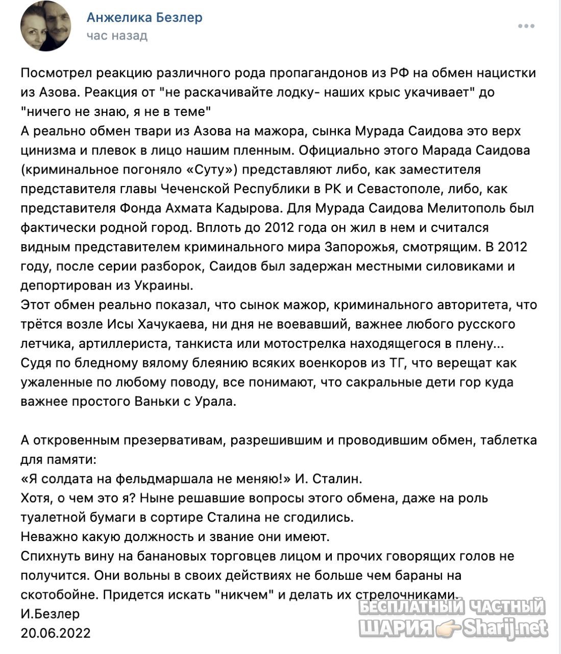 Анатолий Шарий Telegram канал — фото из публикации